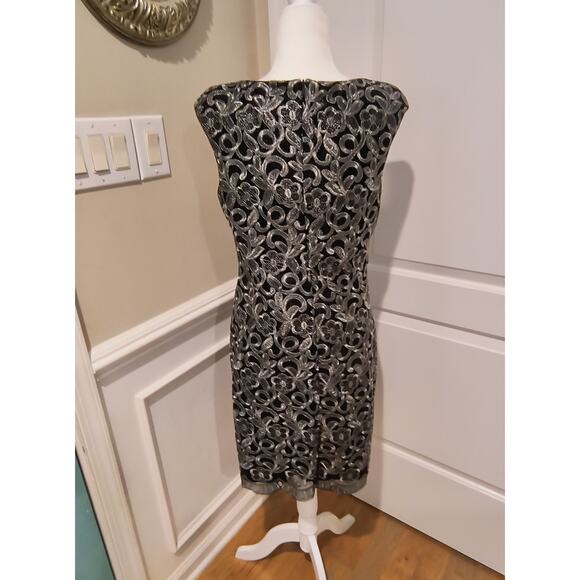 Lauren Ralph Lauren Cocktail Dress Women's Size 12 Black Silver Metallic Lace - Picture 16 of 16